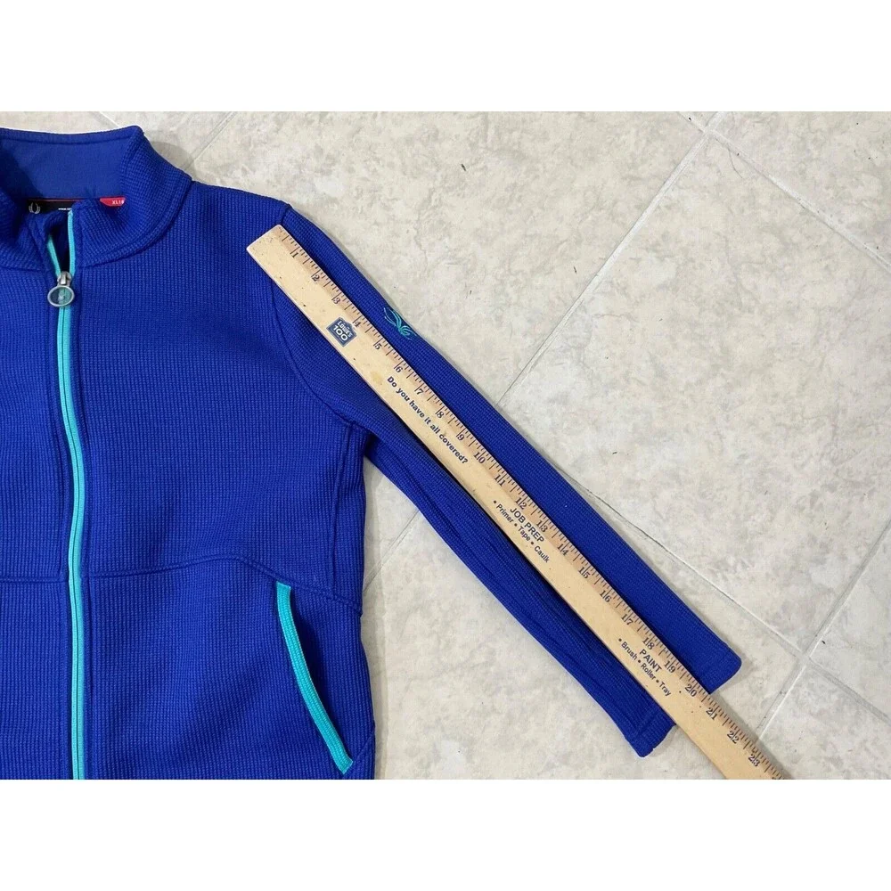 SPYDER full zip sweater jacket Core  Youth sz XL /18 Blue logo zip pull & sleeve
